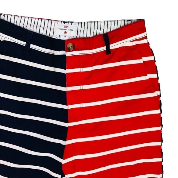 Vineyard Vines Red White Blue Striped Flat Front Stretchy Men’s Shorts Sz 28 - Picture 2 of 9